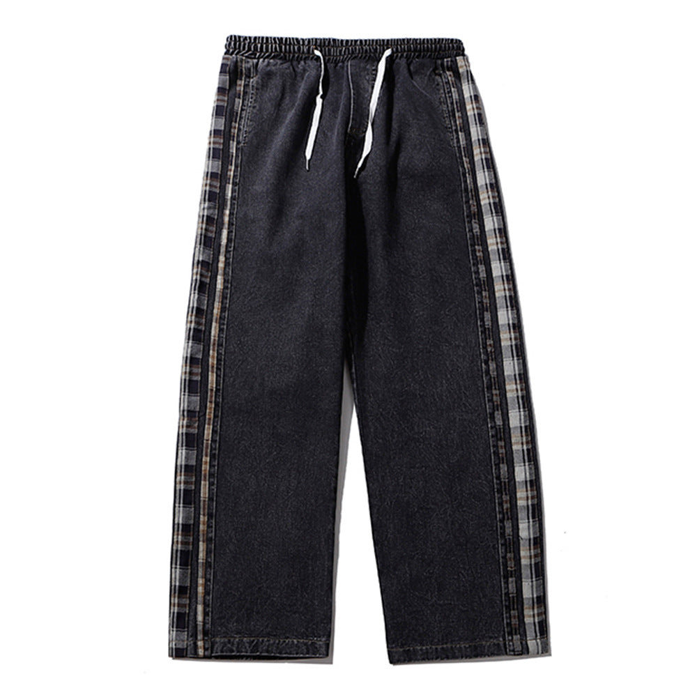 Trendy Men's Straight-Leg Side Striped Jeans