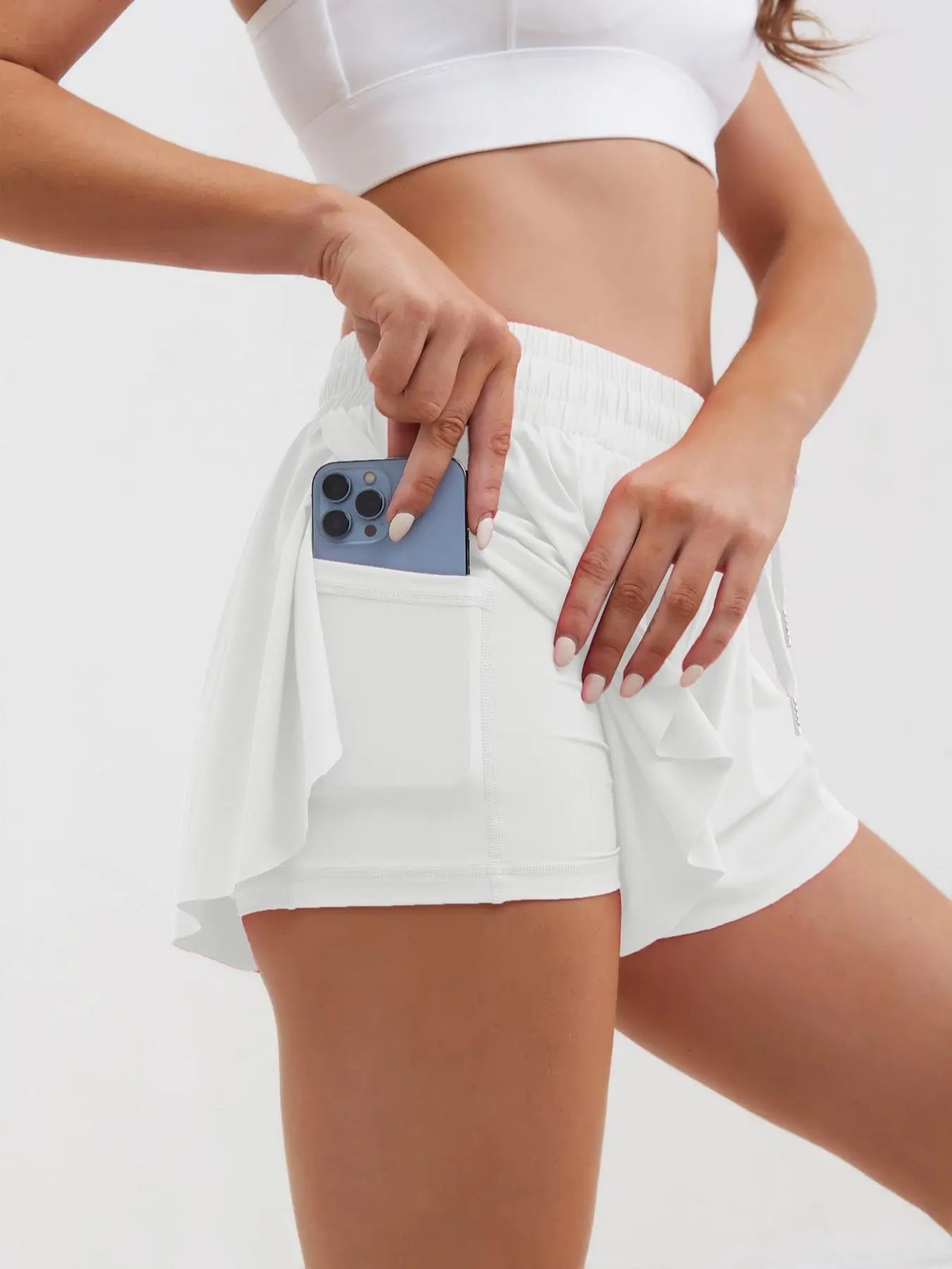 Women's Nylon Spandex Tennis Shorts Skirt, Spring Summer Sporty Fitted Short Pants with Drawstring, Anti-Slip Natural Waist, Tennis Golf Skorts, Skirts With Shorts Underneath, Workout Skort - Color: Cream, Size: XS