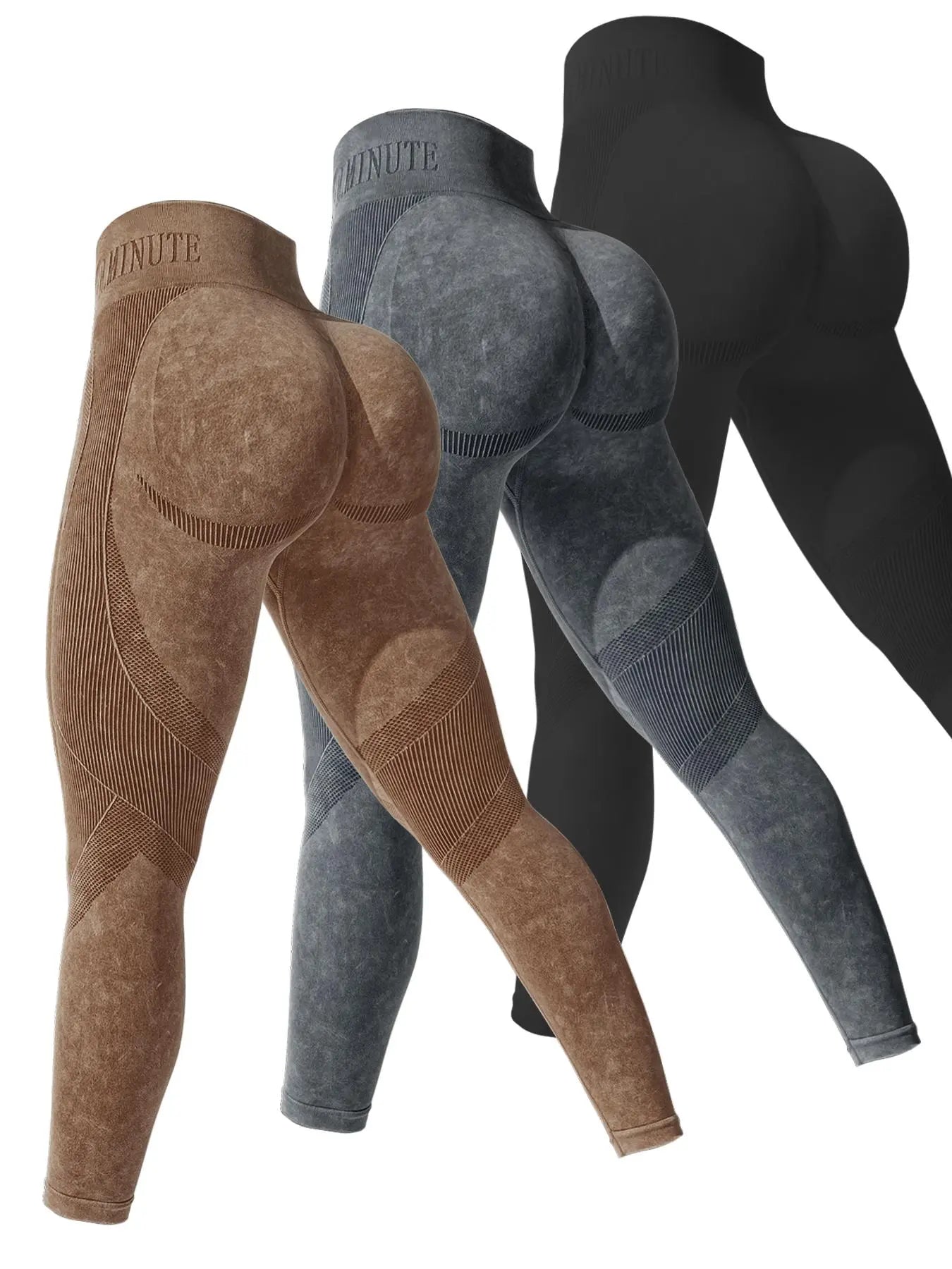 Women's Seamless Sporty High Waist Trousers, Tightening Belly Slimming Peach Butt Drawn Wrinkle, Three-Piece Set for All Seasons, Knitted Sports Pants Fitness Wear