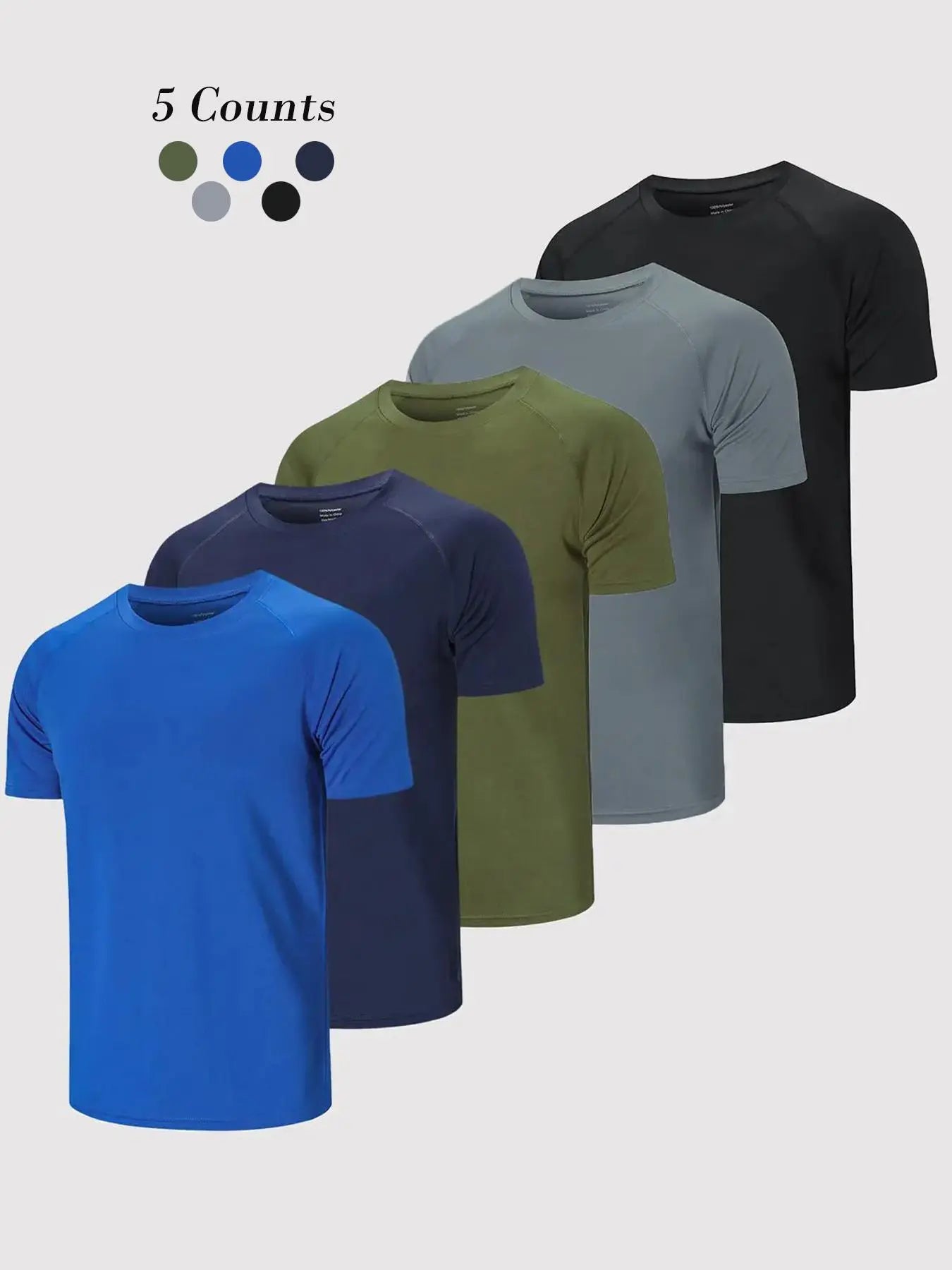 3/5 Pack Men's Short Sleeve Sport Round Neck Shirt, Breathable Cool Polyester T-Shirt, Ideal for Running Cycling Fitness, Quick Dry Casual Sports Top, Athletic Shirt, Athletic Tops, Athletic Clothes - Color: Set2, Size: S