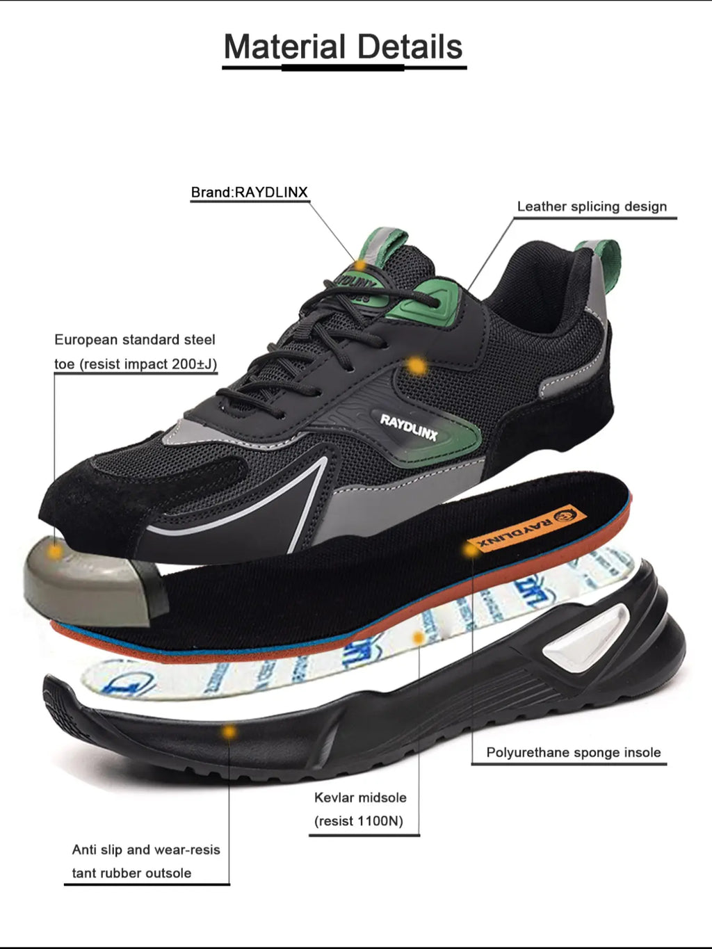 Men's Steel Toe Anti-Puncture Safety Shoes, Lightweight Comfortable Breathable Mesh Fabric, Odor-Resistant Worksite Safety Footwear, Durable Construction Footwear, Construction Work Shoes, Working Shoes, Protective Work Shoes
