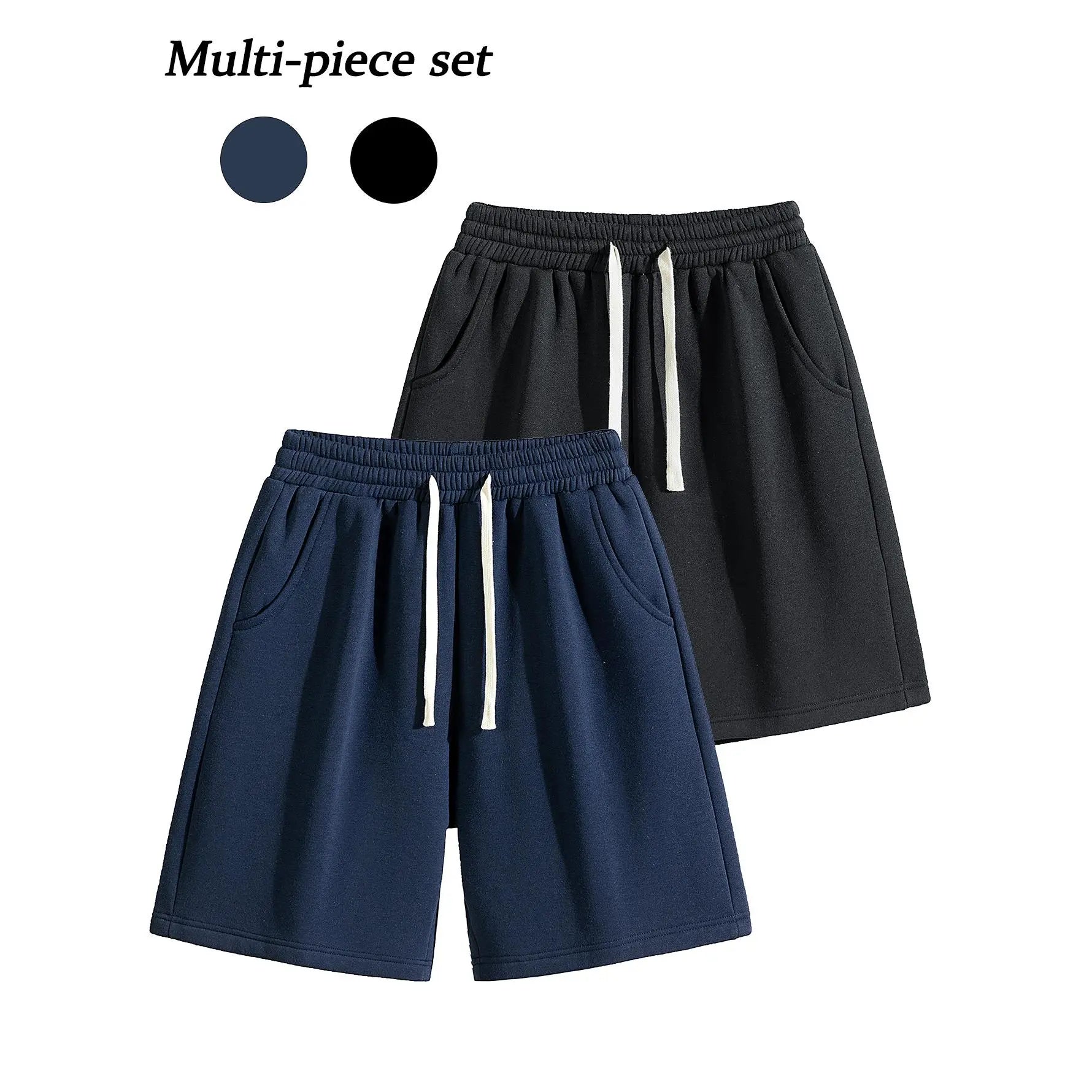 Men's Casual Cotton Shorts Ideal for workouts, jogging,and everyday lounging at home. Soft against the skin withmoisture-wicking properties. Features a high-stretchdrawstring waistband for adjustable fit. Relaxed straight-leg ,summer,ca,Rhines,mens,active - Color: Blue+Black, Size: XS