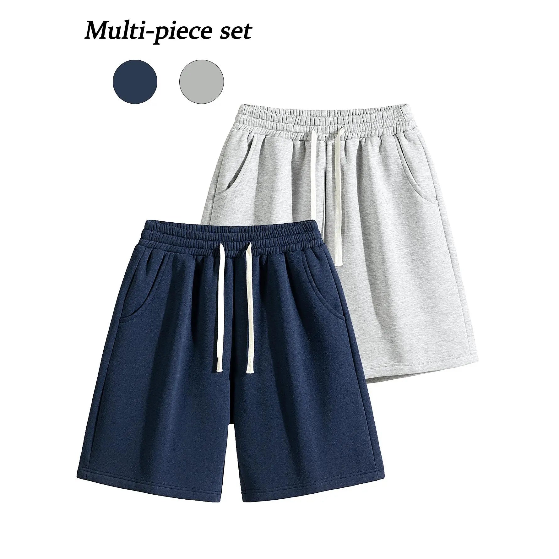 Men's Casual Cotton Shorts Ideal for workouts, jogging,and everyday lounging at home. Soft against the skin withmoisture-wicking properties. Features a high-stretchdrawstring waistband for adjustable fit. Relaxed straight-leg ,summer,ca,Rhines,mens,active - Color: Blue+Grey, Size: XS
