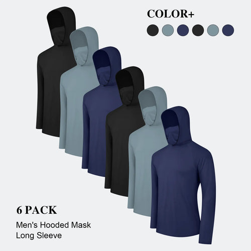 3/6 Pack Men's Casual Hoodie Pullovers Multicolored Long Sleeve Lightweight Sun Protection Soft Breathable Quick Drying Hoodies With Mask Comfort Multi-Occasion Wear Menswear Set Stylish Tops Workwear With Face Mask Summerwins fathers day gift ideas sum