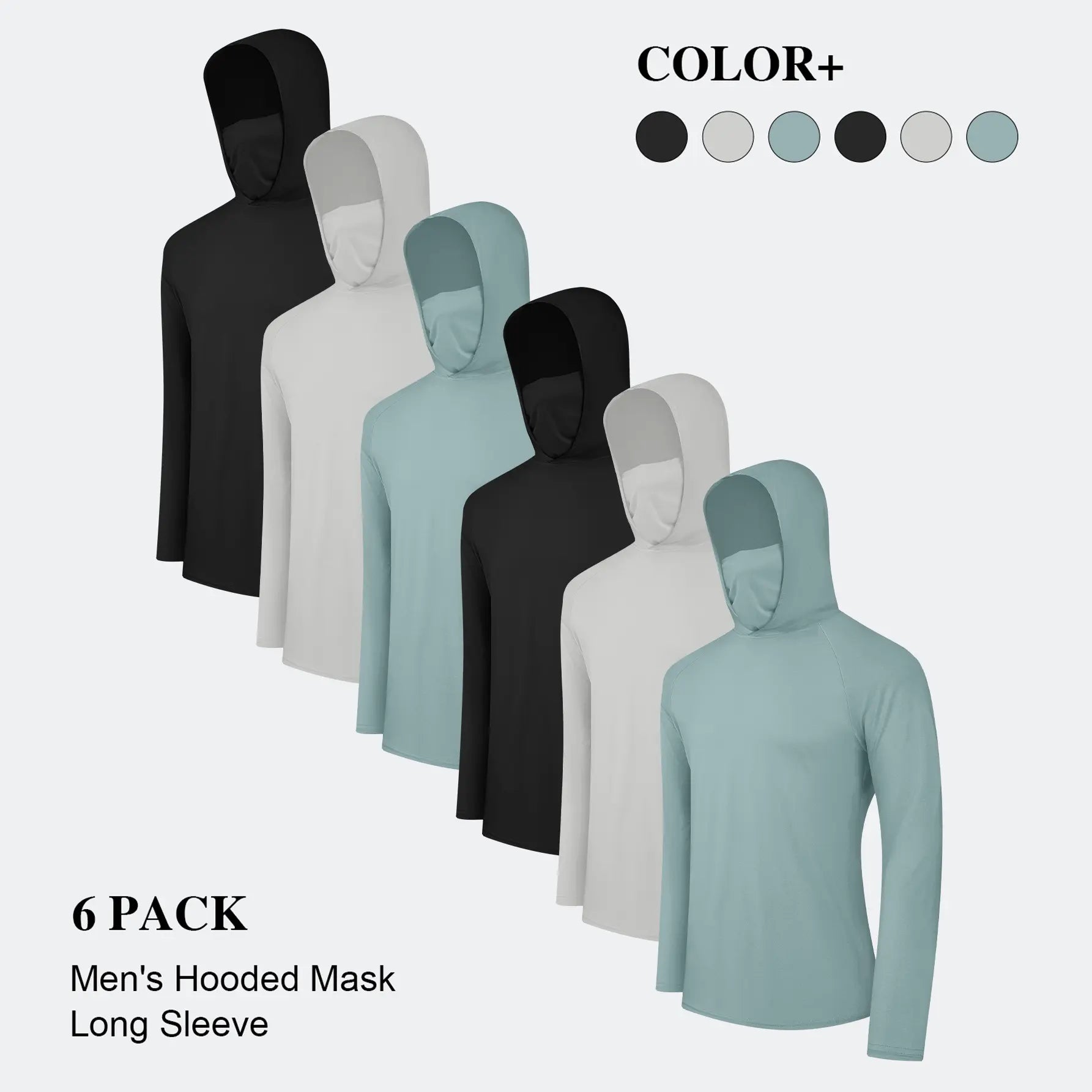 3/6 Pack Men's Casual Hoodie Pullovers Multicolored Long Sleeve Lightweight Sun Protection Soft Breathable Quick Drying Hoodies With Mask Comfort Multi-Occasion Wear Menswear Set Stylish Tops Workwear With Face Mask Summerwins fathers day gift ideas sum