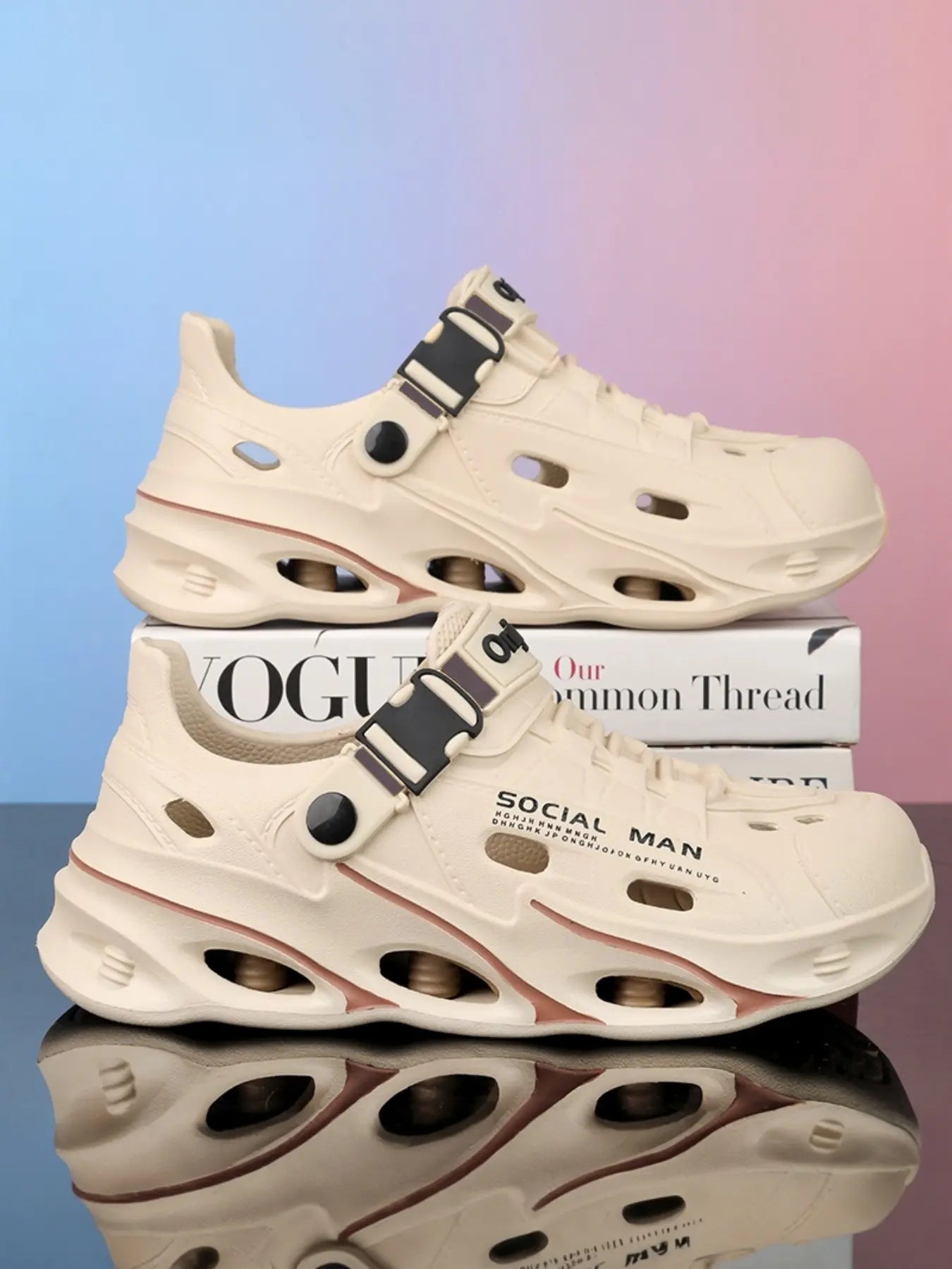 Fashion Waterproof Durable Anti-Slip Hollow-Out Sandals, Fashionable Breathable Lace-Up EVA Shoes for All Seasons - Color: Khaki, Size: US8.5