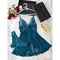 Ladies Multi-Size 2-Piece Cotton Intimate Set, Ruffled Spaghetti Strap Top Paired With Matching Bottoms, Delicate Bow Accents And Sheer Floral Lace Details, Light Romantic Garment Perfect For Romantic Private Nights And Special Intimate Occasion Outfits