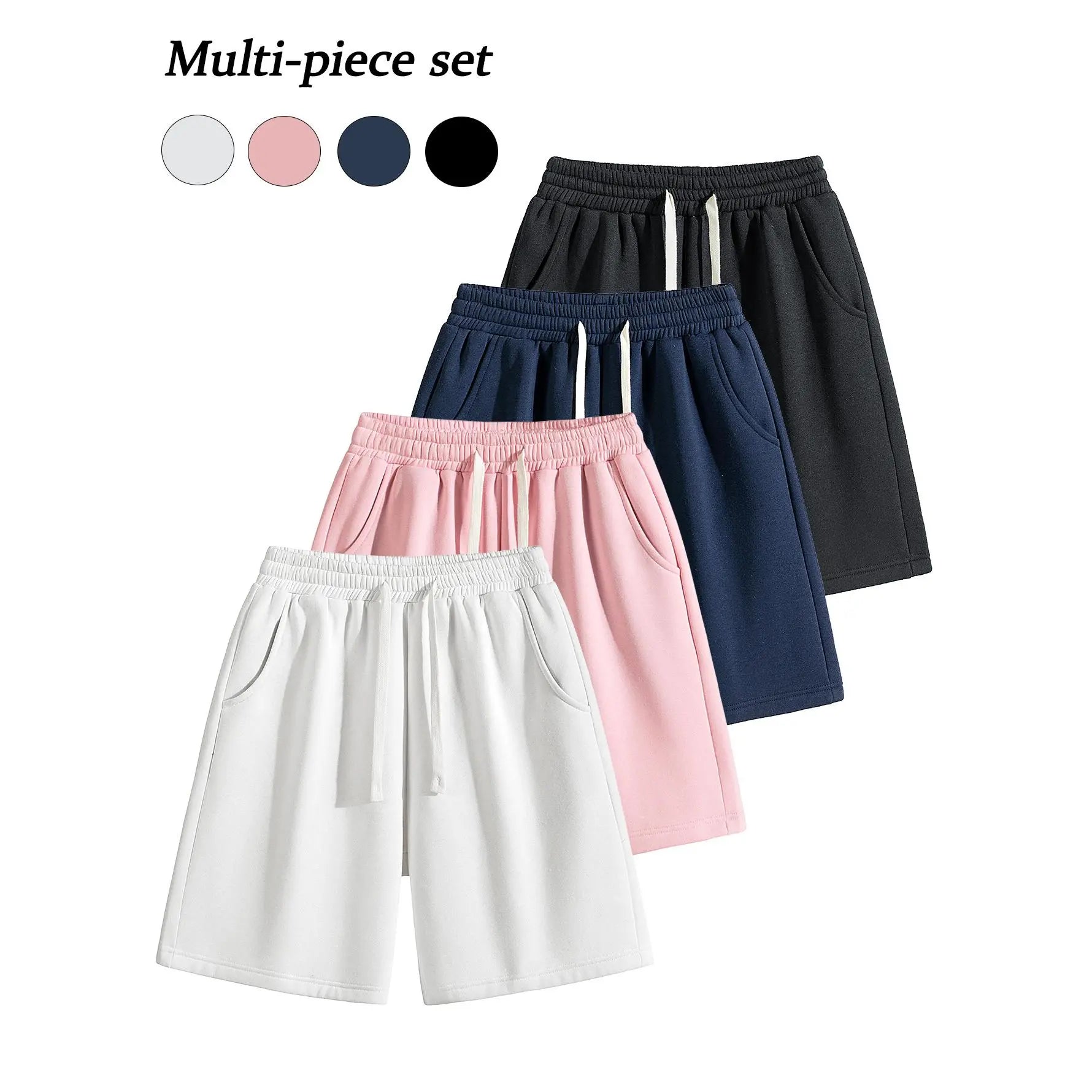 Men's Casual Cotton Shorts Ideal for workouts, jogging,and everyday lounging at home. Soft against the skin withmoisture-wicking properties. Features a high-stretchdrawstring waistband for adjustable fit. Relaxed straight-leg ,summer,ca,Rhines,mens,active - Color: White+Pink+Blue+Black, Size: XS