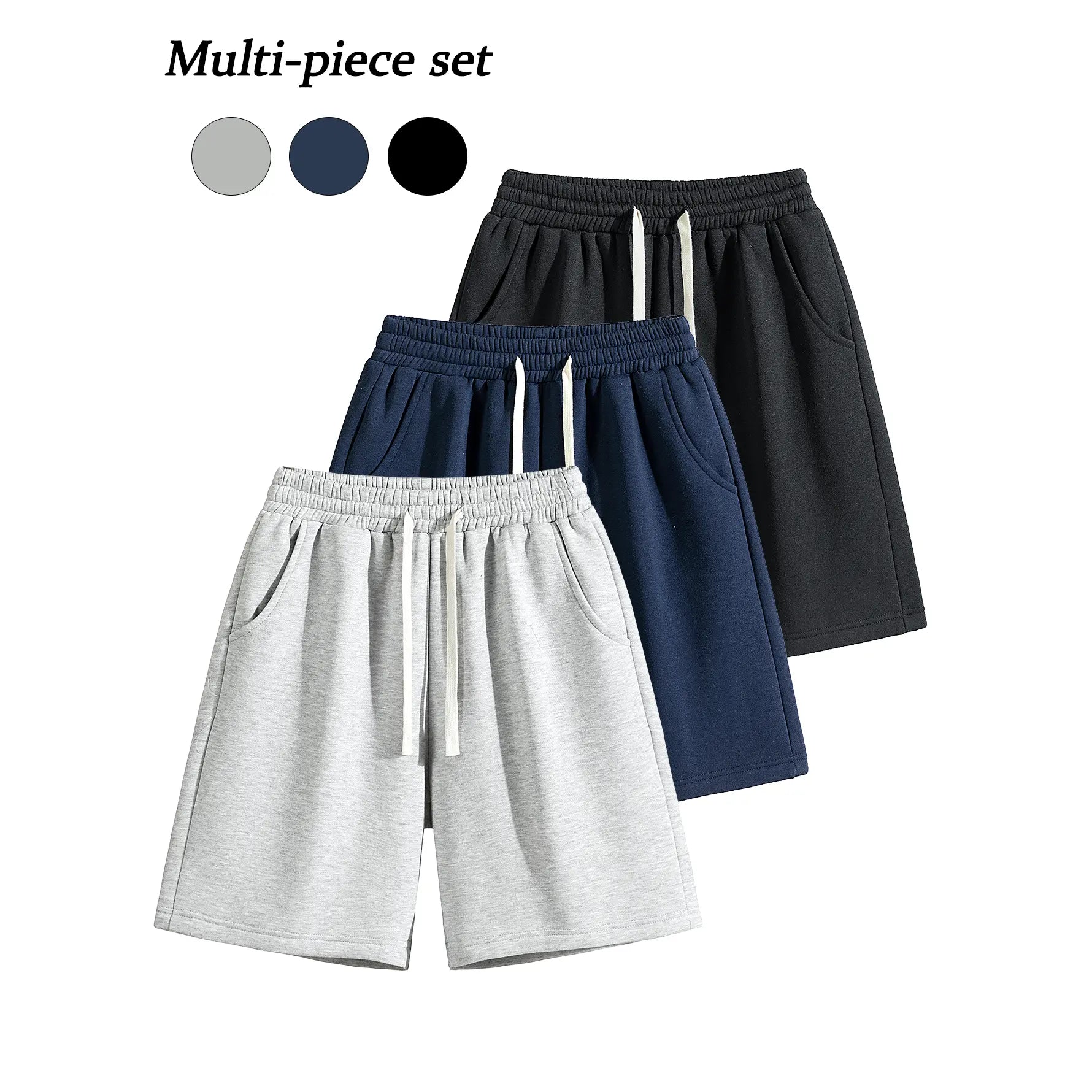 Men's Casual Cotton Shorts Ideal for workouts, jogging,and everyday lounging at home. Soft against the skin withmoisture-wicking properties. Features a high-stretchdrawstring waistband for adjustable fit. Relaxed straight-leg ,summer,ca,Rhines,mens,active - Color: Blue+Grey+Black, Size: XS