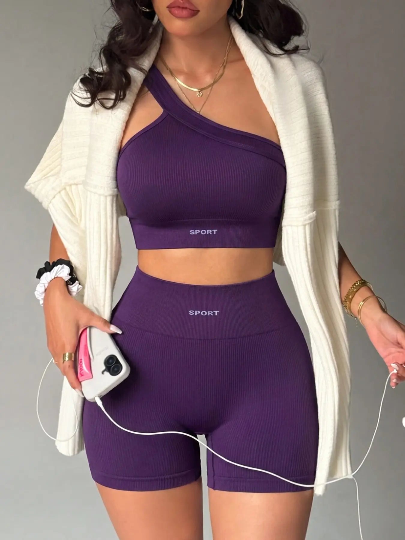 Women's Yoga Set, Tight-Fit Sports Bra and Shorts, Sleeveless High-Waist Tank Top, Multi-Color, Shockproof, All Seasons