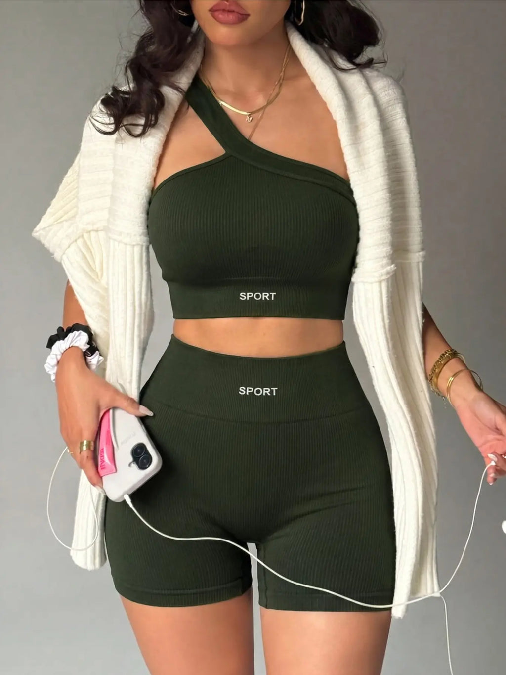Women's Yoga Set, Tight-Fit Sports Bra and Shorts, Sleeveless High-Waist Tank Top, Multi-Color, Shockproof, All Seasons