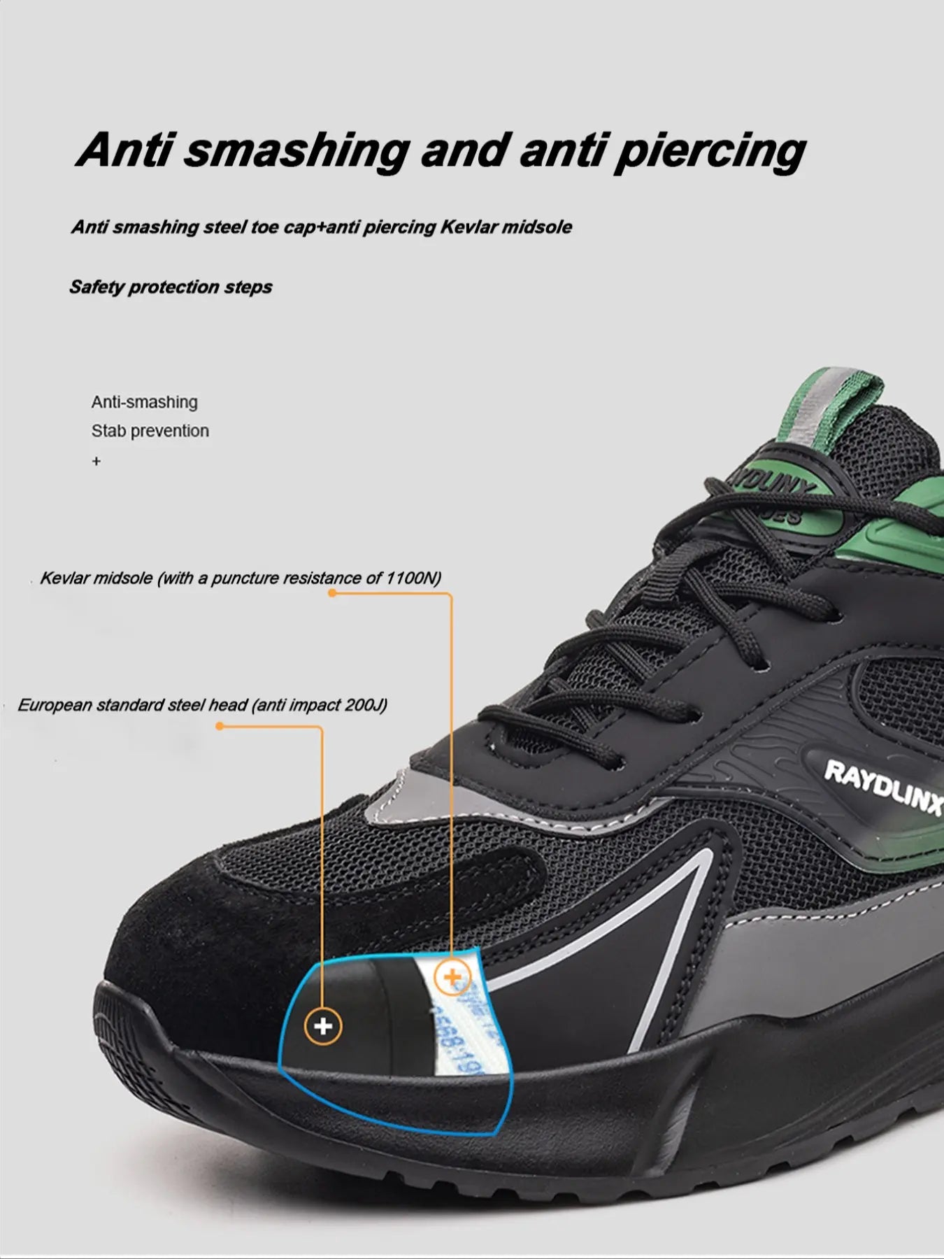 Men's Steel Toe Anti-Puncture Safety Shoes, Lightweight Comfortable Breathable Mesh Fabric, Odor-Resistant Worksite Safety Footwear, Durable Construction Footwear, Construction Work Shoes, Working Shoes, Protective Work Shoes
