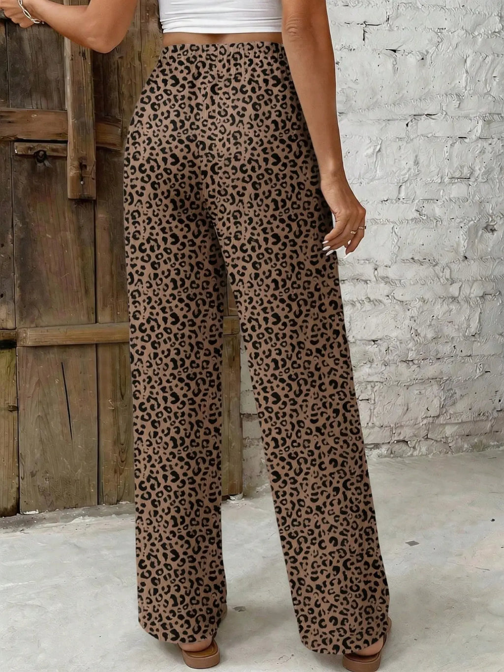 Women's Polka Dot Wide Leg Pants, High-Waist Tie Belt Adjustable Flowy Long Pants, Casual Summer Elegant Style Trouser