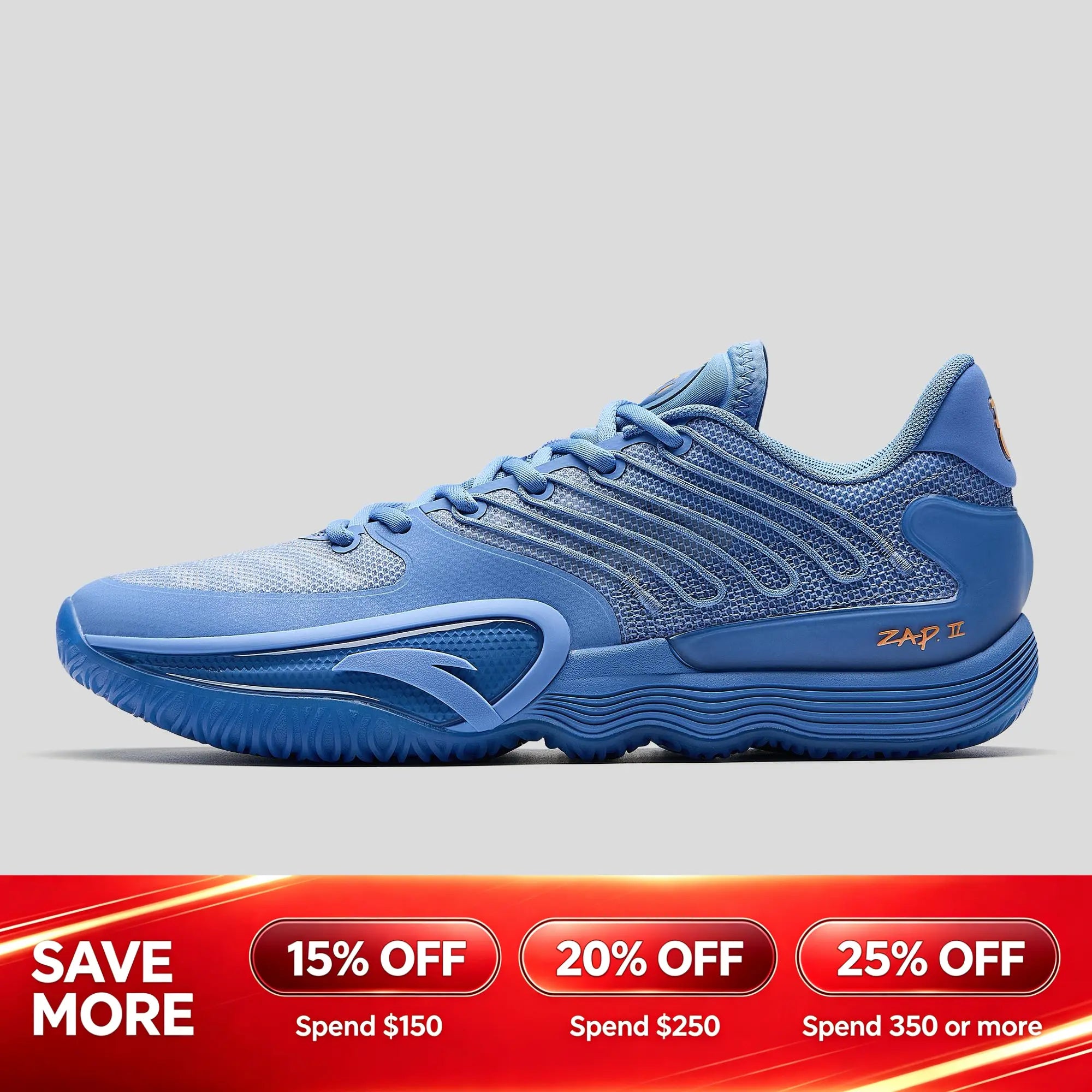 ANTA MEN ZAP 2 Basketball Shoes Cushioning Responsive Anti-slip Blue Sports Shoes