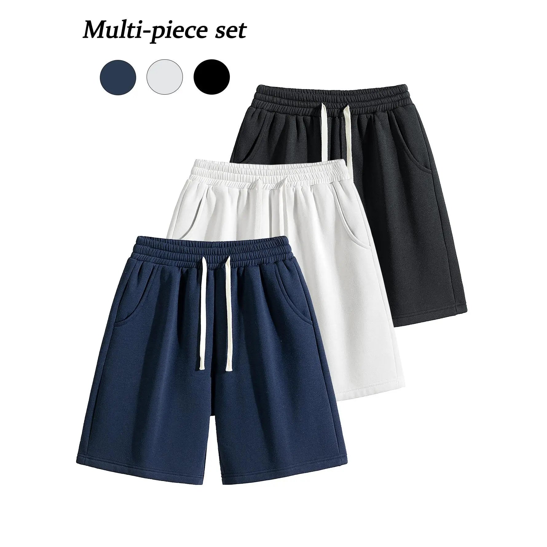 Men's Casual Cotton Shorts Ideal for workouts, jogging,and everyday lounging at home. Soft against the skin withmoisture-wicking properties. Features a high-stretchdrawstring waistband for adjustable fit. Relaxed straight-leg ,summer,ca,Rhines,mens,active - Color: Blue+White+Black, Size: XS