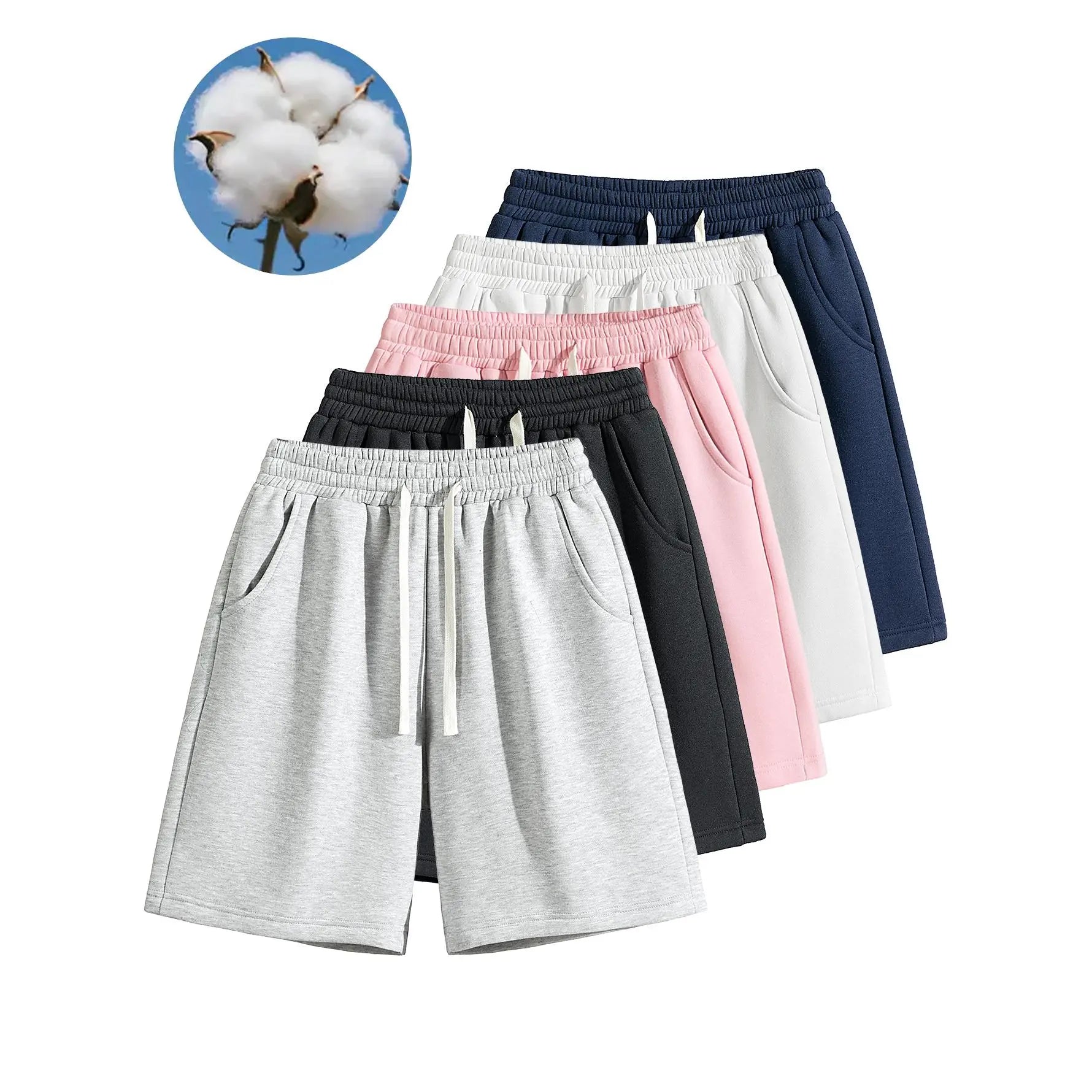 Men's Casual Cotton Shorts Ideal for workouts, jogging,and everyday lounging at home. Soft against the skin withmoisture-wicking properties. Features a high-stretchdrawstring waistband for adjustable fit. Relaxed straight-leg ,summer,ca,Rhines,mens,active - Color: Grey+Black+Pink+White++Blue, Size: XS